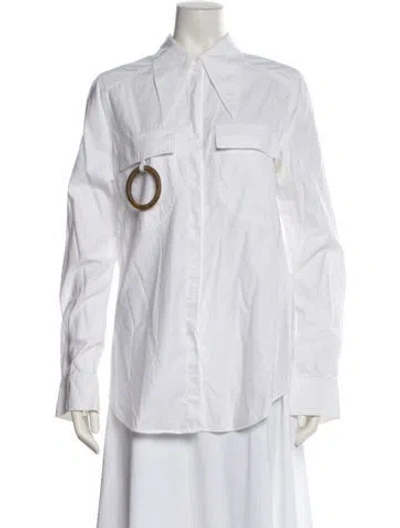 Pre-owned Acler Long Sleeve Button-up Top In White