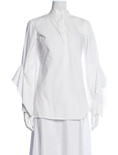 Pre-owned Acler Long Sleeve Button-up Top In White