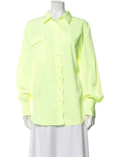 Pre-owned Acler Long Sleeve Button-up Top In Yellow