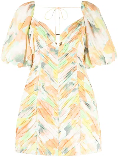 Acler Matthew Watercolour-print Minidress In Multicolour