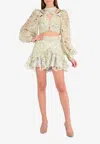 Acler Meredith Printed Cut-out Mini Skirt In Green