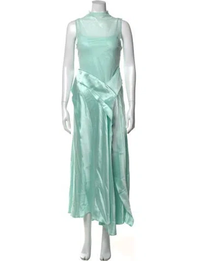 Pre-owned Acler Mock Neck Long Dress In Green