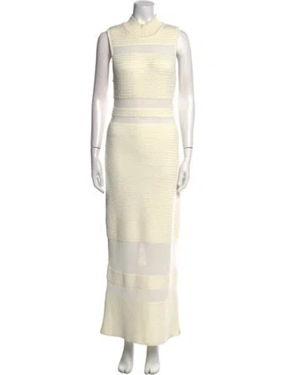 Pre-owned Acler Mock Neck Long Dress In Neutral