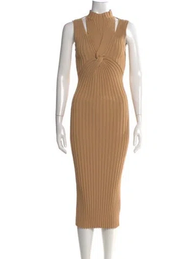 Pre-owned Acler Mock Neck Long Dress In Neutral