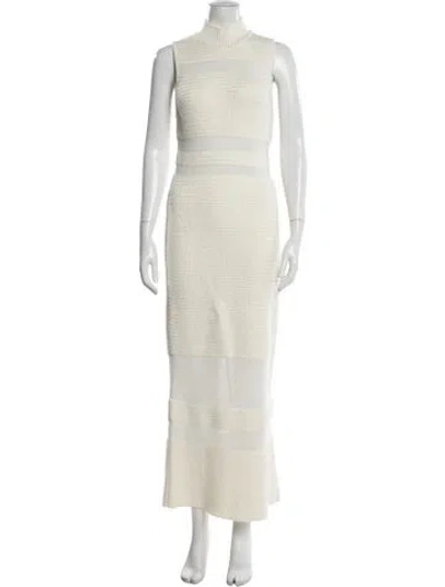 Pre-owned Acler Mock Neck Long Dress In White