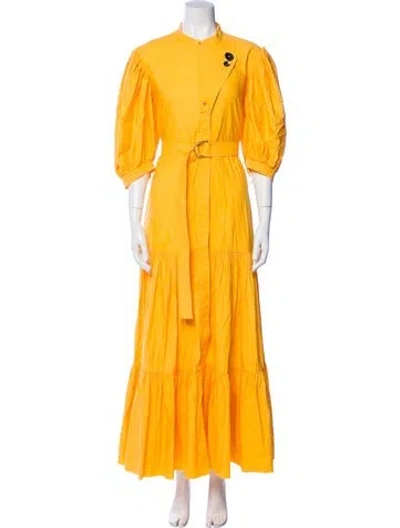 Pre-owned Acler Mock Neck Long Dress In Yellow