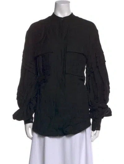 Pre-owned Acler Mock Neck Long Sleeve Blouse In Black