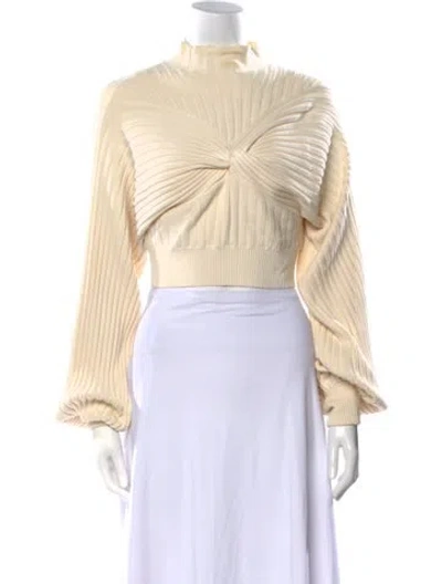 Pre-owned Acler Mock Neck Long Sleeve Crop Top In Neutral