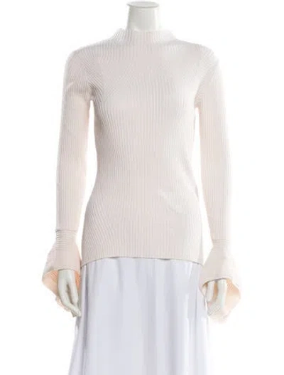 Pre-owned Acler Mock Neck Long Sleeve Top In Neutral