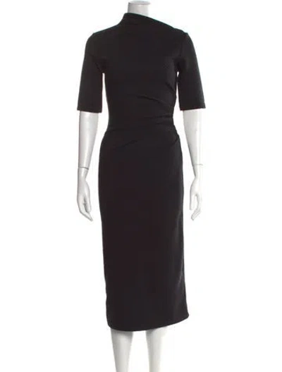 Pre-owned Acler Mock Neck Midi Length Dress In Black