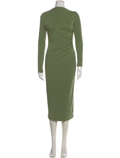 Pre-owned Acler Mock Neck Midi Length Dress In Green
