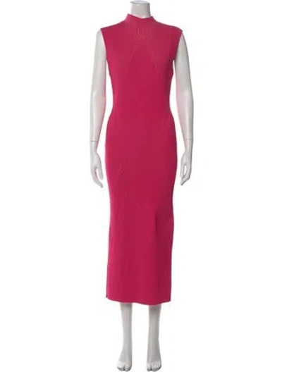 Pre-owned Acler Mock Neck Midi Length Dress In Pink