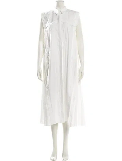 Pre-owned Acler Mock Neck Midi Length Dress In White