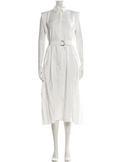 Pre-owned Acler Mock Neck Midi Length Dress In White