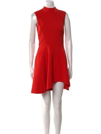 Pre-owned Acler Mock Neck Mini Dress In Red