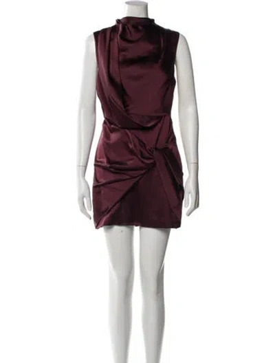 Pre-owned Acler Mock Neck Mini Dress In Red