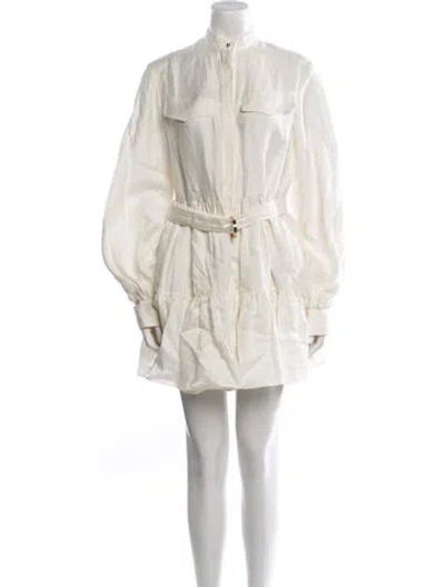 Pre-owned Acler Mock Neck Mini Dress In White