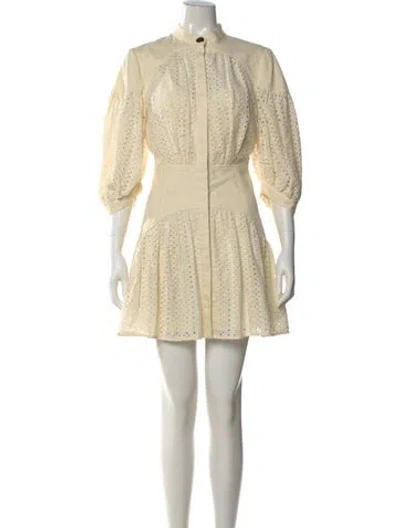 Pre-owned Acler Mock Neck Mini Dress In Yellow