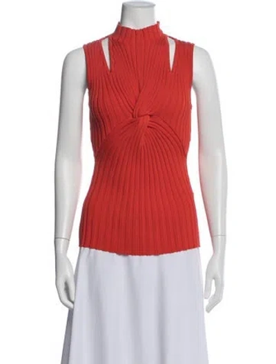 Pre-owned Acler Mock Neck Sleeveless Top In Red