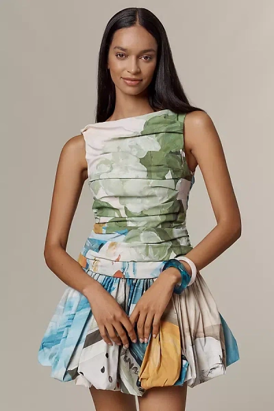 Acler Nershall Sleeveless Bubble-hem Mini Dress In Green