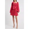 Acler Newtoft Pleated Long Sleeve Cocktail Minidress In Berry Pink