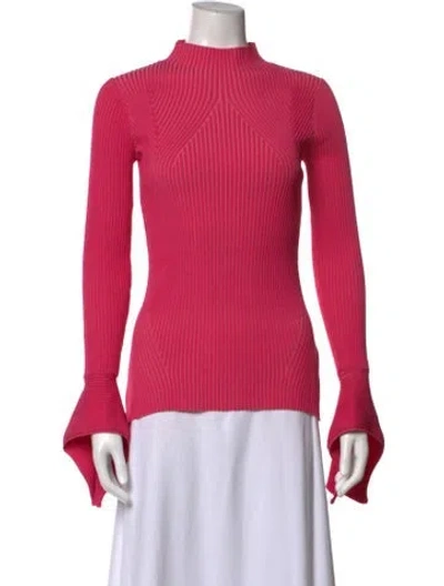 Pre-owned Acler Nylon Mock Neck Sweater In Pink
