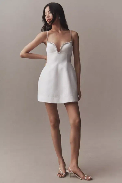 Acler Oakwood Embellished Sweetheart Mini Dress In White