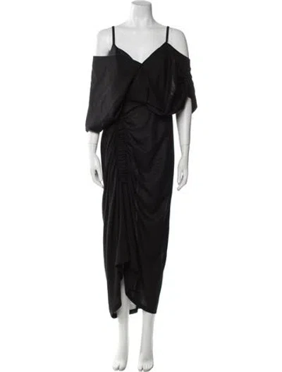 Pre-owned Acler Off-the-shoulder Long Dress In Black