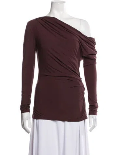 Pre-owned Acler Off-the-shoulder Long Sleeve Top In Burgundy