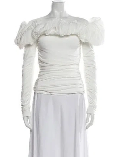 Pre-owned Acler Off-the-shoulder Long Sleeve Top W/ Tags In White