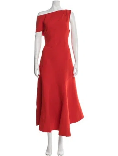 Pre-owned Acler Off-the-shoulder Midi Length Dress In Orange