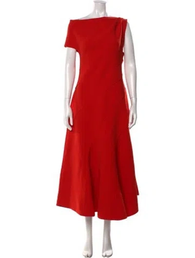 Pre-owned Acler Off-the-shoulder Midi Length Dress In Orange