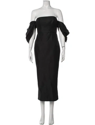 Pre-owned Acler Off-the-shoulder Midi Length Dress W/ Tags In Black