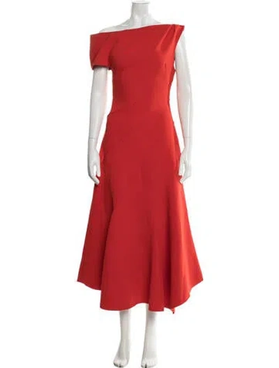 Pre-owned Acler Off-the-shoulder Midi Length Dress W/ Tags In Orange