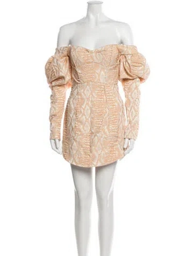 Pre-owned Acler Off-the-shoulder Mini Dress In Neutral