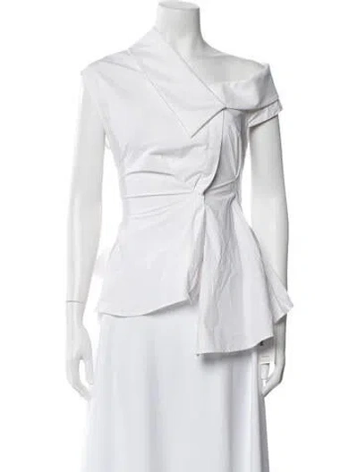 Pre-owned Acler Off-the-shoulder Short Sleeve Blouse In White