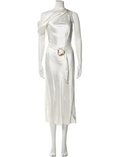 Pre-owned Acler One-shoulder Long Dress In White