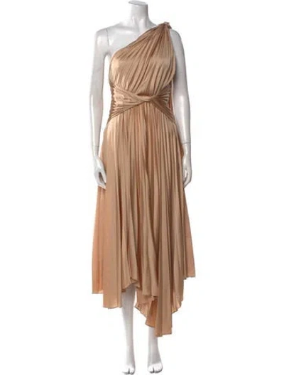 Pre-owned Acler One-shoulder Midi Length Dress In Gold
