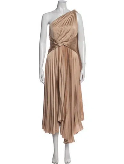 Pre-owned Acler One-shoulder Midi Length Dress In Gold