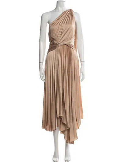 Pre-owned Acler One-shoulder Midi Length Dress In Gold