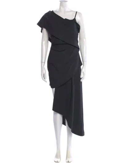 Pre-owned Acler One-shoulder Midi Length Dress In Gray