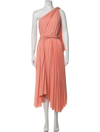 Pre-owned Acler One-shoulder Midi Length Dress In Orange