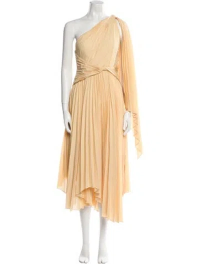 Pre-owned Acler One-shoulder Midi Length Dress In Yellow