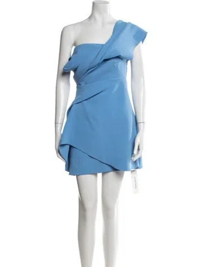 Pre-owned Acler One-shoulder Mini Dress In Blue