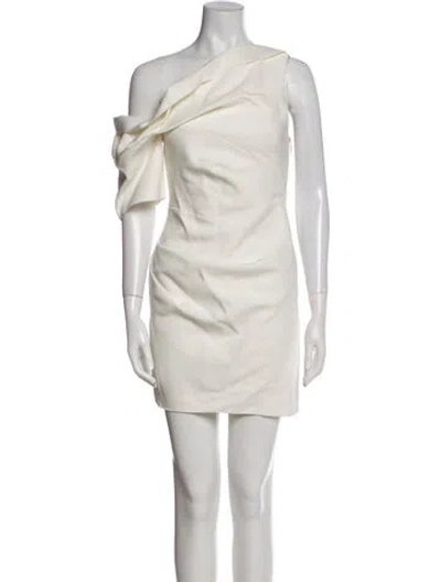 Pre-owned Acler One-shoulder Mini Dress In Neutral