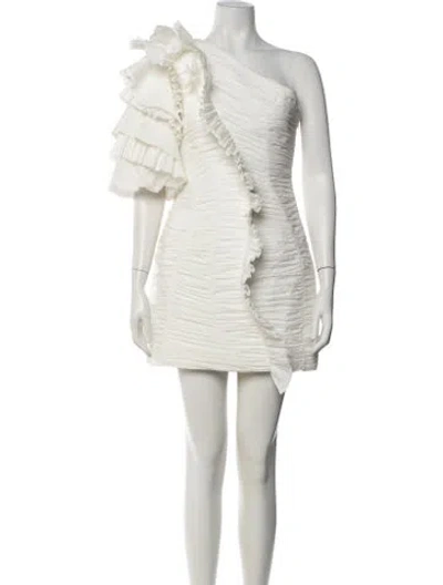 Pre-owned Acler One-shoulder Mini Dress In Neutrals