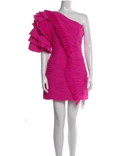 Pre-owned Acler One-shoulder Mini Dress In Pink