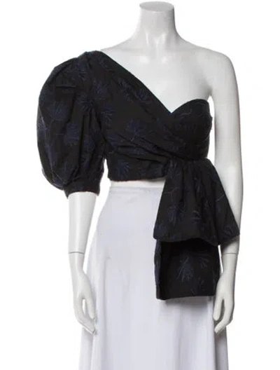 Pre-owned Acler One-shoulder Three-quarter Sleeve Crop Top In Black