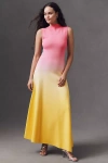 Acler Orkney Asymmetrical High-neck Ombre Midi Dress In Pink