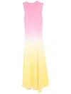 Acler Orkney Asymmetrical High-neck Ombre Midi Dress In Pink
